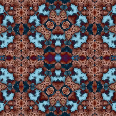 Kusursuz kaleydoskop deseni. Soyut etnik köken. Kusursuz bir doku. Yaratıcı bir geçmiş. Çizimler