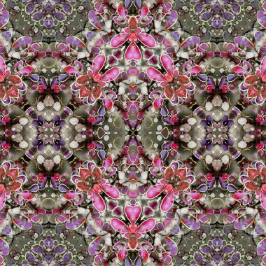 Kusursuz kaleydoskop deseni. Soyut etnik köken. Kusursuz bir doku. Yaratıcı bir geçmiş. Çizimler