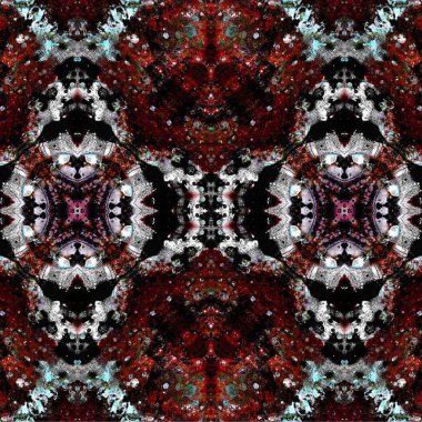 Kusursuz kaleydoskop deseni. Soyut etnik köken. Kusursuz bir doku. Yaratıcı bir geçmiş. Çizimler