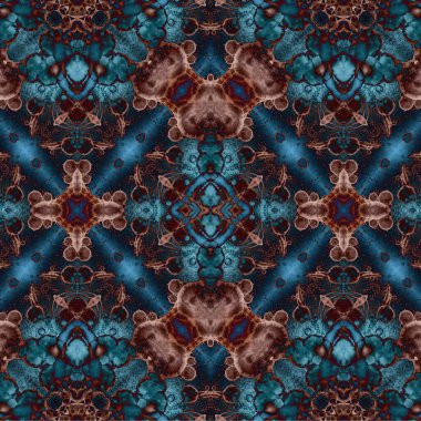 Kusursuz kaleydoskop deseni. Soyut etnik köken. Kusursuz bir doku. Yaratıcı bir geçmiş. Çizimler