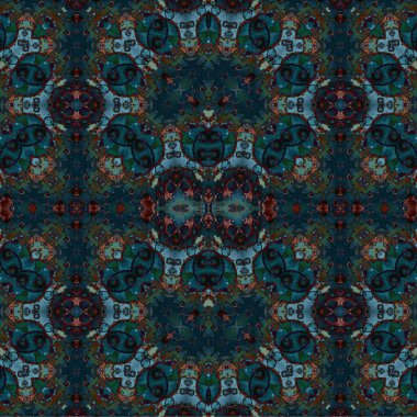 Kusursuz kaleydoskop deseni. Soyut etnik köken. Kusursuz bir doku. Yaratıcı bir geçmiş. Çizimler