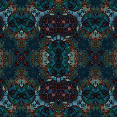 Kusursuz kaleydoskop deseni. Soyut etnik köken. Kusursuz bir doku. Yaratıcı bir geçmiş. Çizimler