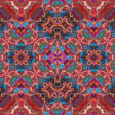 Kusursuz kaleydoskop deseni. Soyut etnik köken. Kusursuz bir doku. Yaratıcı bir geçmiş. Çizimler