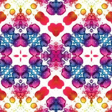 Kusursuz kaleydoskop deseni. Soyut etnik köken. Kusursuz bir doku. Yaratıcı bir geçmiş. Çizimler