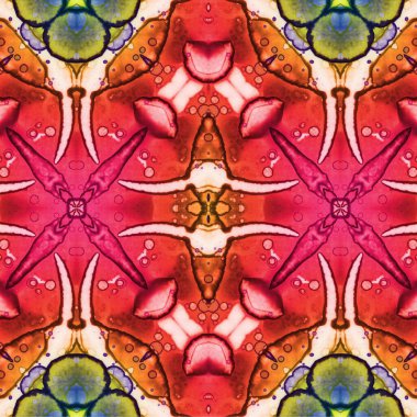 Kusursuz kaleydoskop deseni. Soyut etnik köken. Kusursuz bir doku. Yaratıcı bir geçmiş. Çizimler