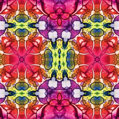 Kusursuz kaleydoskop deseni. Soyut etnik köken. Kusursuz bir doku. Yaratıcı bir geçmiş. Çizimler