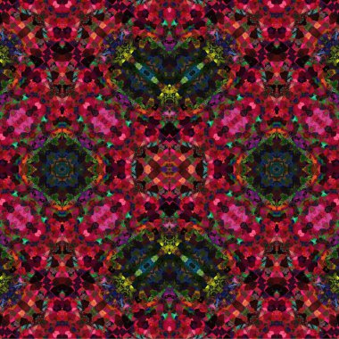 Kusursuz kaleydoskop deseni. Soyut etnik köken. Kusursuz bir doku. Yaratıcı bir geçmiş. Çizimler