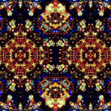 Kusursuz kaleydoskop deseni. Soyut etnik köken. Kusursuz bir doku. Yaratıcı bir geçmiş. Çizimler