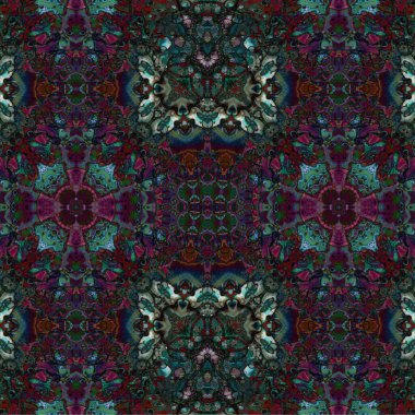 Kusursuz kaleydoskop deseni. Soyut etnik köken. Kusursuz bir doku. Yaratıcı bir geçmiş. Çizimler