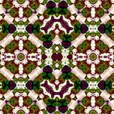 Kusursuz kaleydoskop deseni. Soyut etnik köken. Kusursuz bir doku. Yaratıcı bir geçmiş. Çizimler