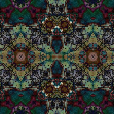 Kusursuz kaleydoskop deseni. Soyut etnik köken. Kusursuz bir doku. Yaratıcı bir geçmiş. Çizimler