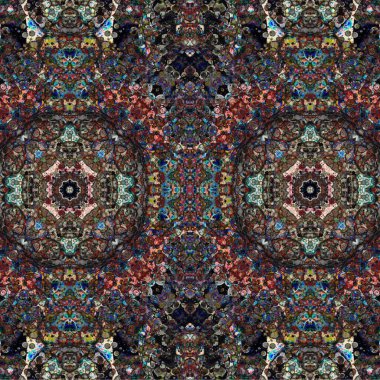 Kusursuz kaleydoskop deseni. Soyut etnik köken. Kusursuz bir doku. Yaratıcı bir geçmiş. Çizimler