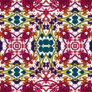 Kusursuz kaleydoskop deseni. Soyut etnik köken. Kusursuz bir doku. Yaratıcı bir geçmiş. Çizimler