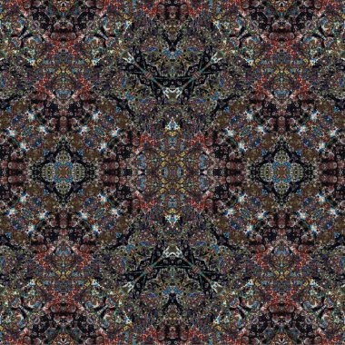 Kusursuz kaleydoskop deseni. Soyut etnik köken. Kusursuz bir doku. Yaratıcı bir geçmiş. Çizimler