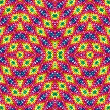 Kusursuz kaleydoskop deseni. Soyut etnik köken. Kusursuz bir doku. Yaratıcı bir geçmiş. Çizimler