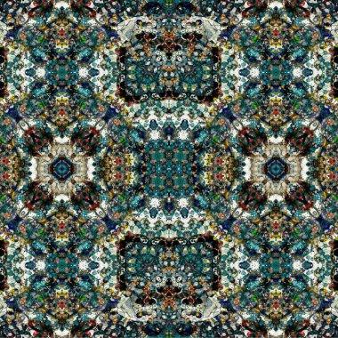 Kusursuz kaleydoskop deseni. Soyut etnik köken. Kusursuz bir doku. Yaratıcı bir geçmiş. Çizimler