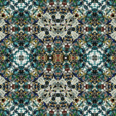 Kusursuz kaleydoskop deseni. Soyut etnik köken. Kusursuz bir doku. Yaratıcı bir geçmiş. Çizimler