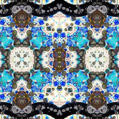 Kusursuz kaleydoskop deseni. Soyut etnik köken. Kusursuz bir doku. Yaratıcı bir geçmiş. Çizimler