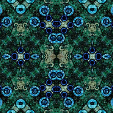 Kusursuz kaleydoskop deseni. Soyut etnik köken. Kusursuz bir doku. Yaratıcı bir geçmiş. Çizimler