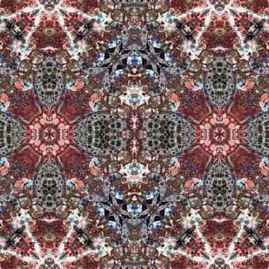 Kusursuz kaleydoskop deseni. Soyut etnik köken. Kusursuz bir doku. Yaratıcı bir geçmiş. Çizimler