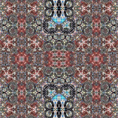 Kusursuz kaleydoskop deseni. Soyut etnik köken. Kusursuz bir doku. Yaratıcı bir geçmiş. Çizimler