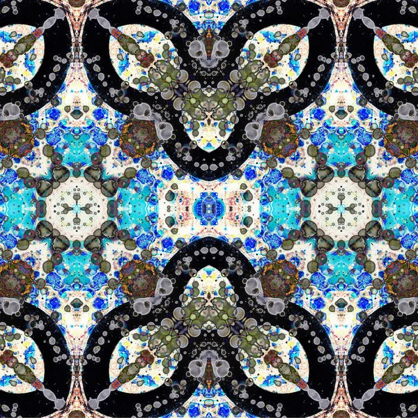 Kusursuz kaleydoskop deseni. Soyut etnik köken. Kusursuz bir doku. Yaratıcı bir geçmiş. Çizimler