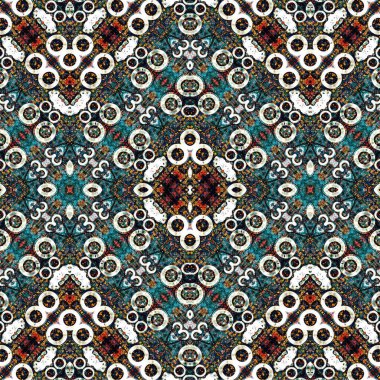 Kusursuz etnik düzen. Soyut retro arka plan. Kusursuz bir doku. Simetrik arkaplan. Sanat dokusu