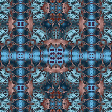 Kusursuz etnik düzen. Soyut retro arka plan. Kusursuz bir doku. Simetrik arkaplan. Sanat dokusu