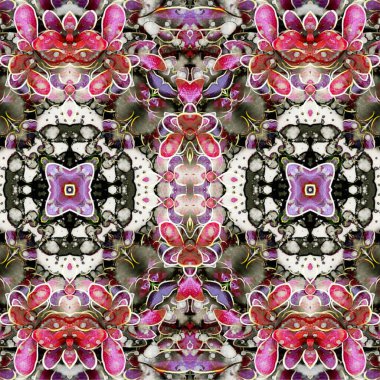 Kusursuz etnik düzen. Soyut retro arka plan. Kusursuz bir doku. Simetrik arkaplan. Sanat dokusu