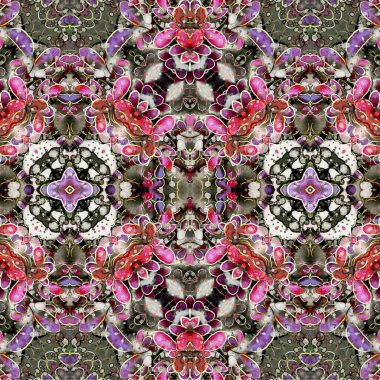 Kusursuz etnik düzen. Soyut retro arka plan. Kusursuz bir doku. Simetrik arkaplan. Sanat dokusu