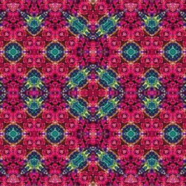 Kusursuz kaleydoskop deseni. Soyut etnik köken. Kusursuz bir doku. Yaratıcı bir geçmiş. Çizimler