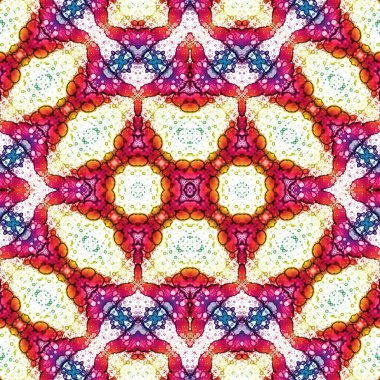 Kusursuz kaleydoskop deseni. Soyut etnik köken. Kusursuz bir doku. Yaratıcı bir geçmiş. Çizimler