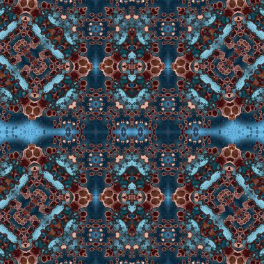 Kusursuz kaleydoskop deseni. Soyut etnik köken. Kusursuz bir doku. Yaratıcı bir geçmiş. Çizimler