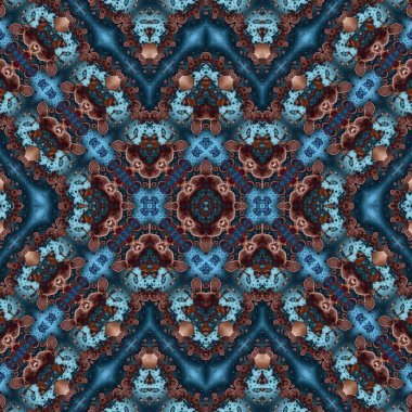 Kusursuz kaleydoskop deseni. Soyut etnik köken. Kusursuz bir doku. Yaratıcı bir geçmiş. Çizimler