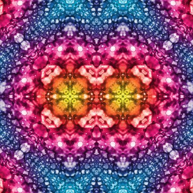 Kusursuz kaleydoskop deseni. Soyut etnik köken. Kusursuz bir doku. Yaratıcı bir geçmiş. Çizimler