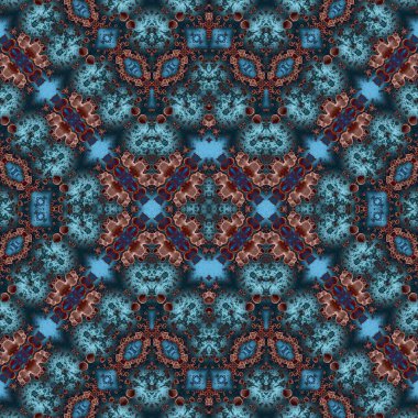 Kusursuz kaleydoskop deseni. Soyut etnik köken. Kusursuz bir doku. Yaratıcı bir geçmiş. Çizimler