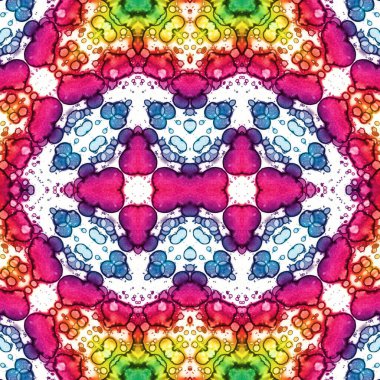 Kusursuz kaleydoskop deseni. Soyut etnik köken. Kusursuz bir doku. Yaratıcı bir geçmiş. Çizimler