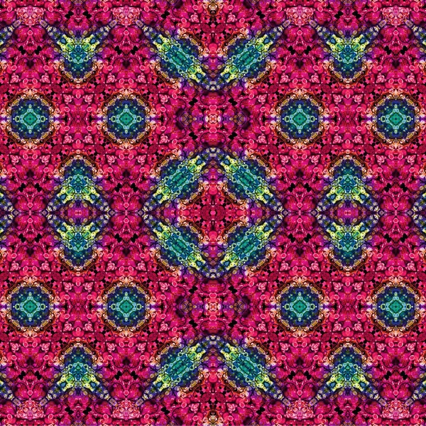 Kusursuz kaleydoskop deseni. Soyut etnik köken. Kusursuz bir doku. Yaratıcı bir geçmiş. Çizimler