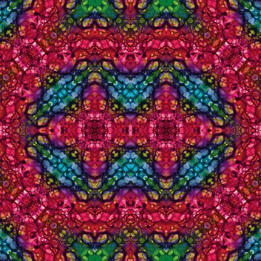 Kusursuz kaleydoskop deseni. Soyut etnik köken. Kusursuz bir doku. Yaratıcı bir geçmiş. Çizimler