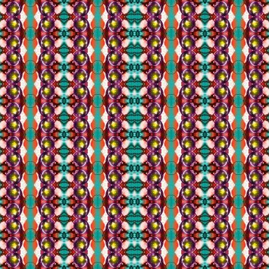 Kusursuz kaleydoskop deseni. Soyut etnik köken. Kusursuz bir doku. Yaratıcı bir geçmiş. Çizimler