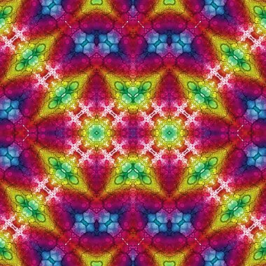 Kusursuz kaleydoskop deseni. Soyut etnik köken. Kusursuz bir doku. Yaratıcı bir geçmiş. Çizimler