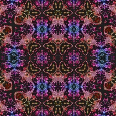 Kusursuz kaleydoskop deseni. Soyut etnik köken. Kusursuz bir doku. Yaratıcı bir geçmiş. Çizimler