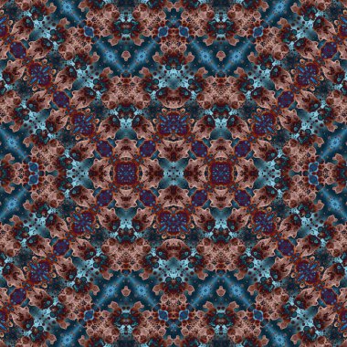 Kusursuz kaleydoskop deseni. Soyut etnik köken. Kusursuz bir doku. Yaratıcı bir geçmiş. Çizimler