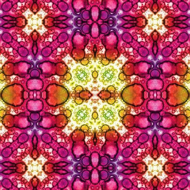 Kusursuz kaleydoskop deseni. Soyut etnik köken. Kusursuz bir doku. Yaratıcı bir geçmiş. Çizimler