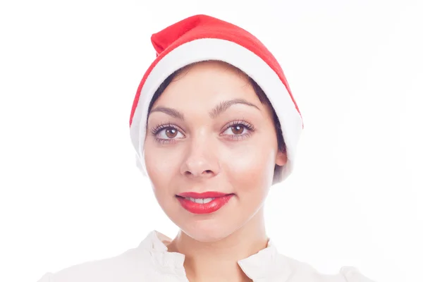 Kobieta w kapeluszu Świętego Mikołaja — Zdjęcie stockowe