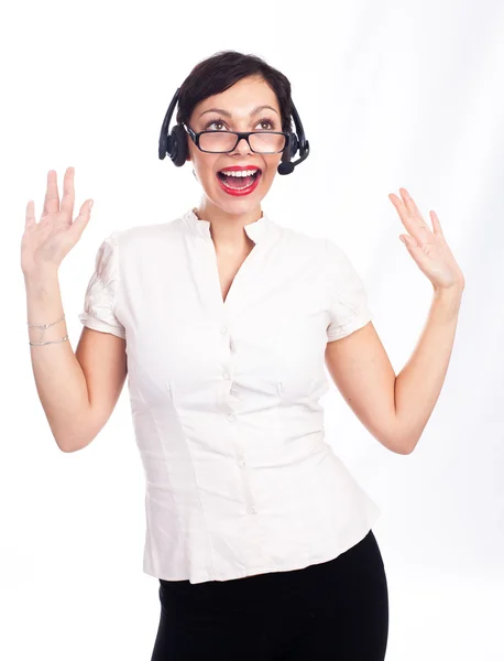 Beautiful young call-center assistant — Stock Photo, Image