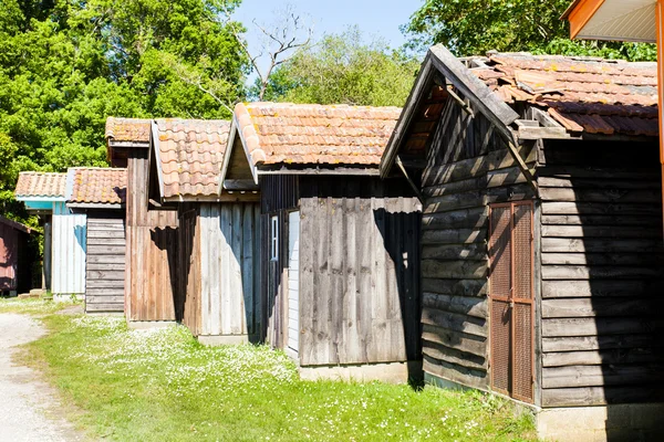 Typische farbige Holzhäuser — Stockfoto