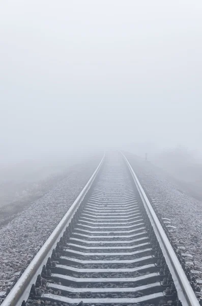 Demiryolu sisli ufukta kaybolur. — Stok fotoğraf