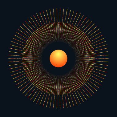 Dairesel ve çizgili turuncu arkaplan. Logo, simge veya dövme şablonu tasarımı.