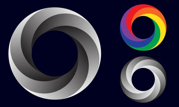 Segmentos Círculo Com Gradiente Arte Logotipo Círculo Metálico Ícone — Vetor de Stock